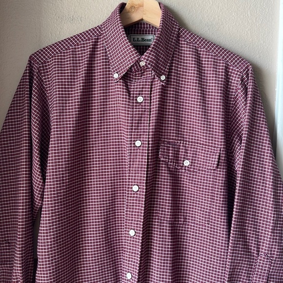 L.L. Bean Other - L.L. BEAN Mens Maroon Plaid Long Sleeve Button Down Shirt
